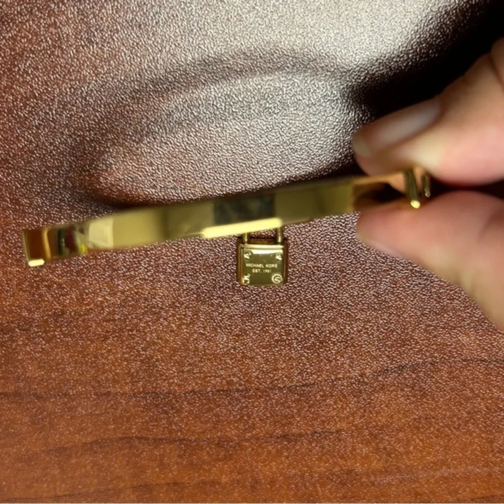 Michael Kors Gold Tone‎ Pave Crystal Pad Lock Bracelet
